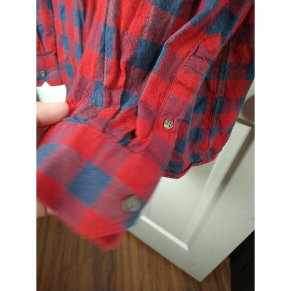 Faded Glory Men 2XL Shirt Collared Button Red Blue Checked Long Sleeve - Picture 5 of 9